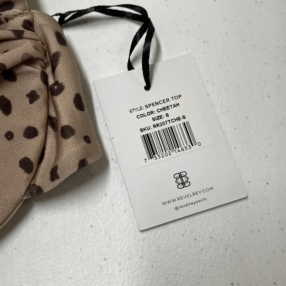 Revel Rey Binki Spencer Top Brown Animal Cheetah Print Underwire S Scrunch Strap